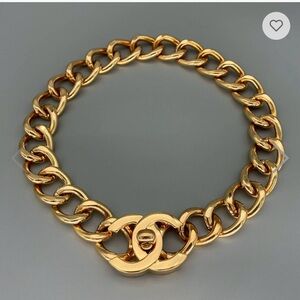 Rare CHANEL 24k Gold Plated Jumbo Turnlock and Link Necklace 1995 A